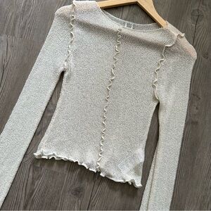 BDG Urban Outfitters Cream Lightweight Knit Blouse Large